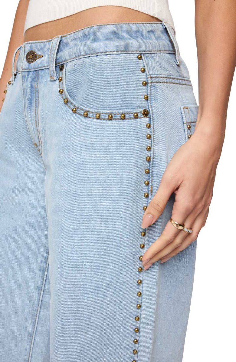 EDIKTED Stassie Stud Low Rise Wide Leg Jeans, Alternate, color, Light-Blue