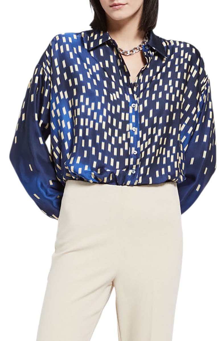 ottod'Ame Printed Satin Shirt, Main, color, Blue