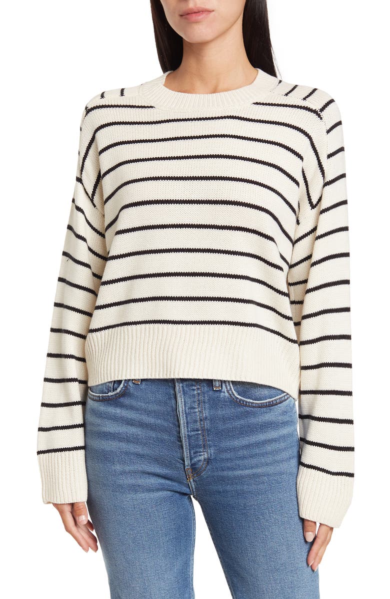 T Tahari Saddle Stripe Long Sleeve Sweater, Main, color,