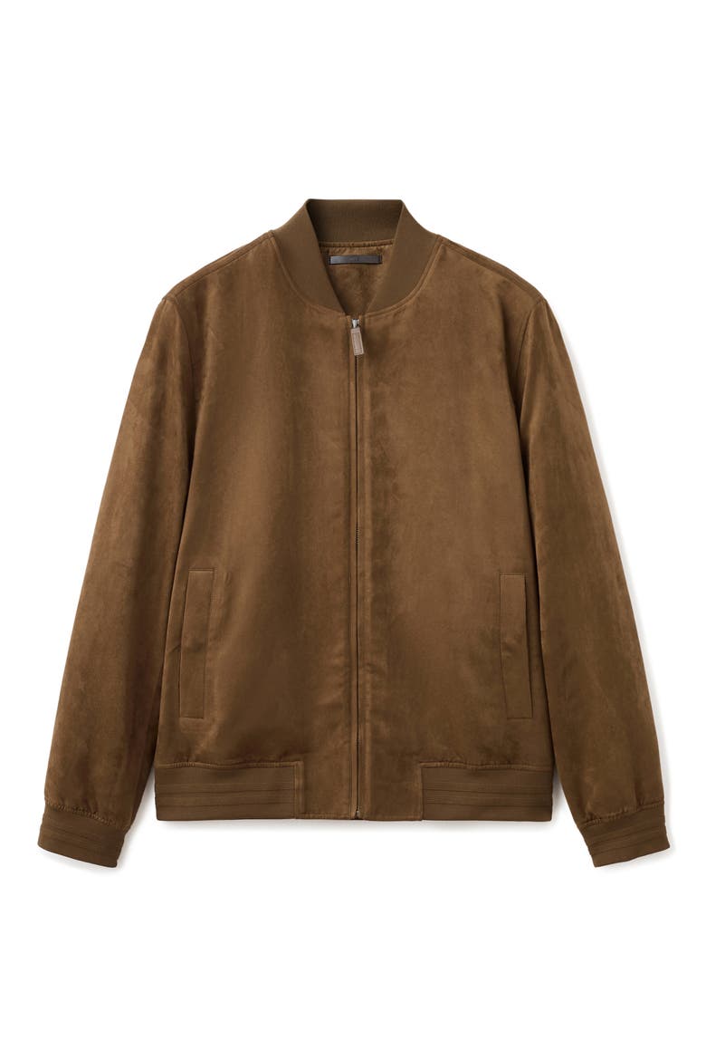 Faux Suede Bomber Jacket, Alternate, color, COGNAC