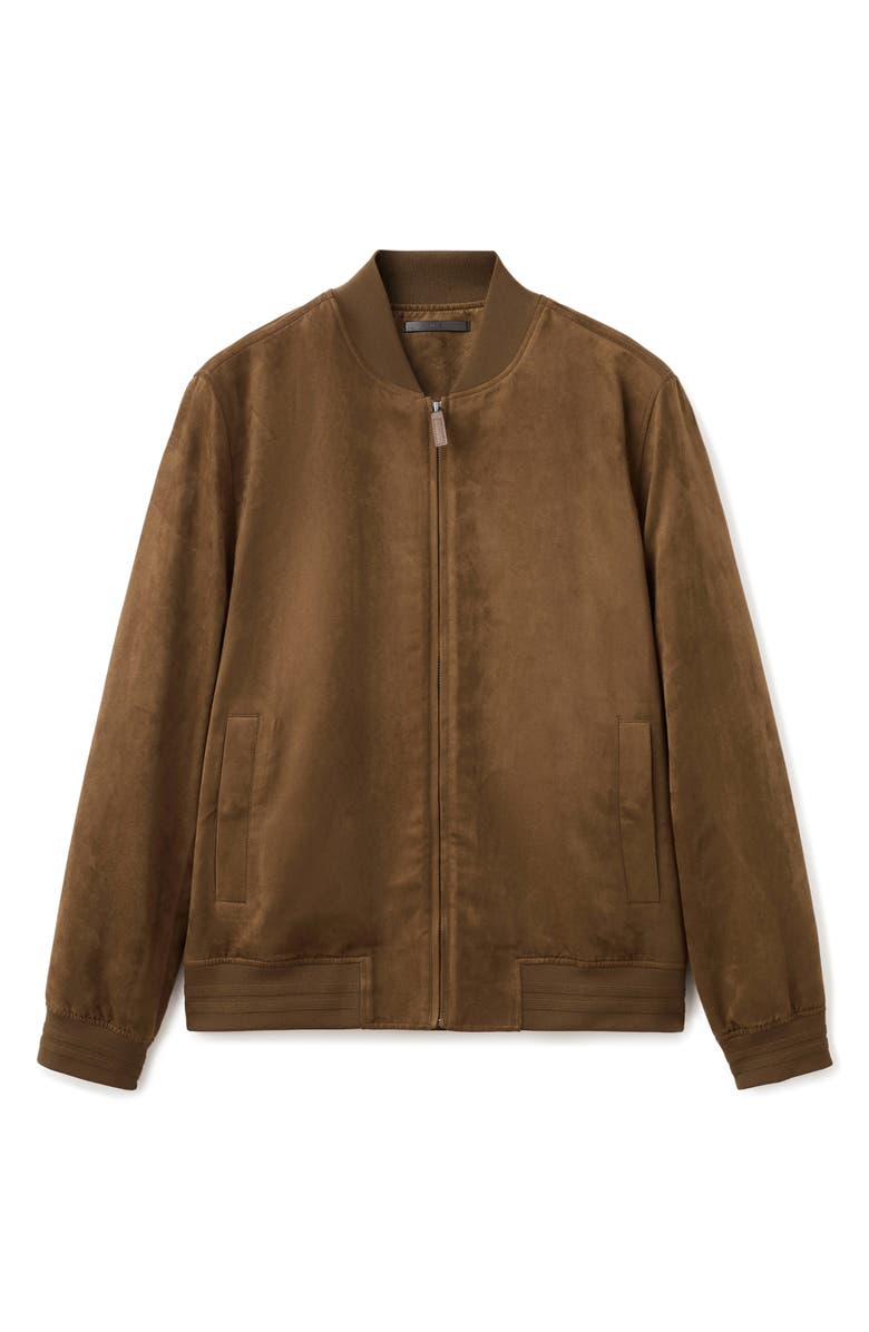 MANGO Faux Suede Bomber Jacket, Alternate, color, Cognac