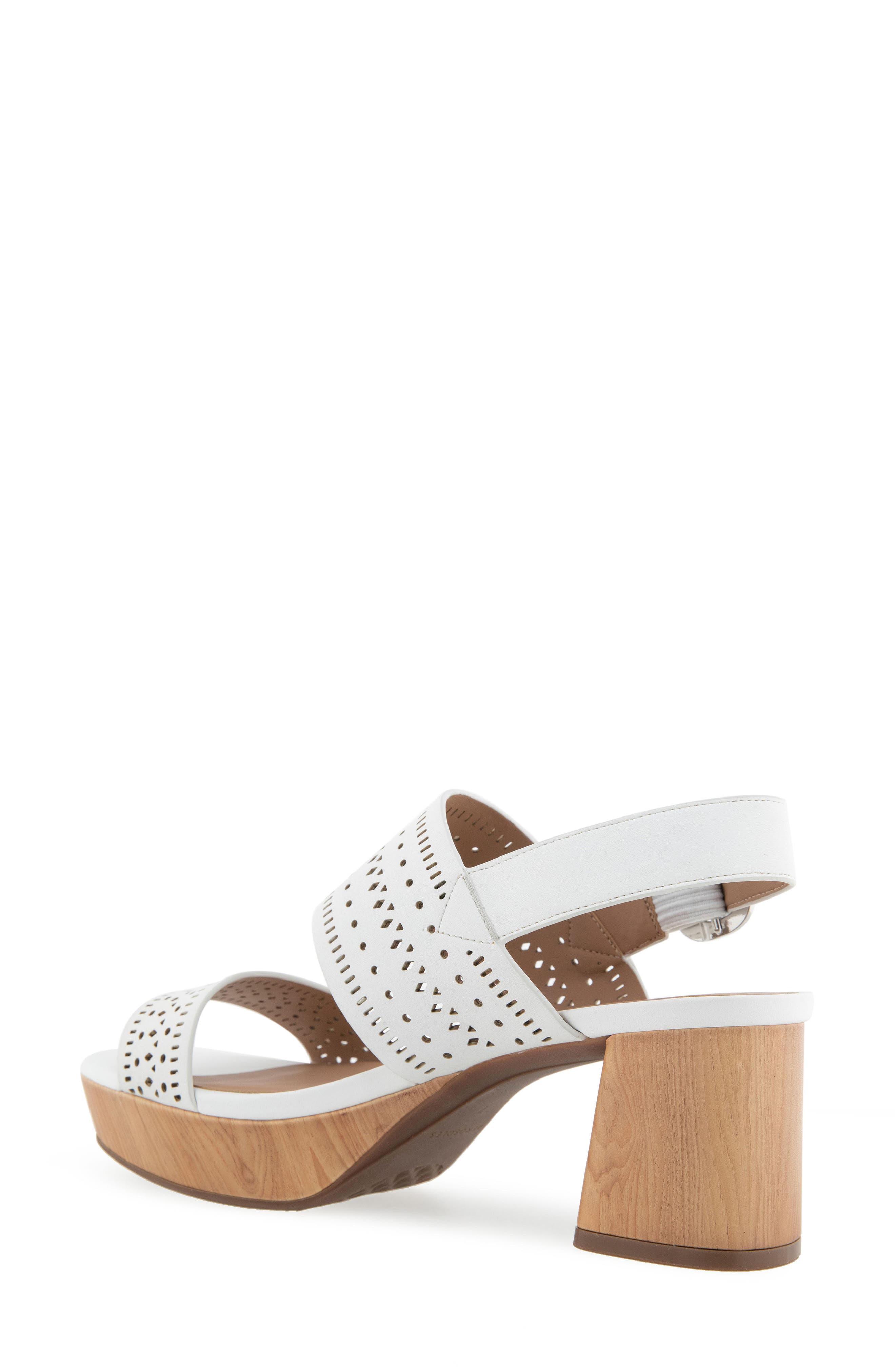 Aerosoles Camera Perforated Slingback Platform Sandal, Alternate, color, White Perforated Faux Leather