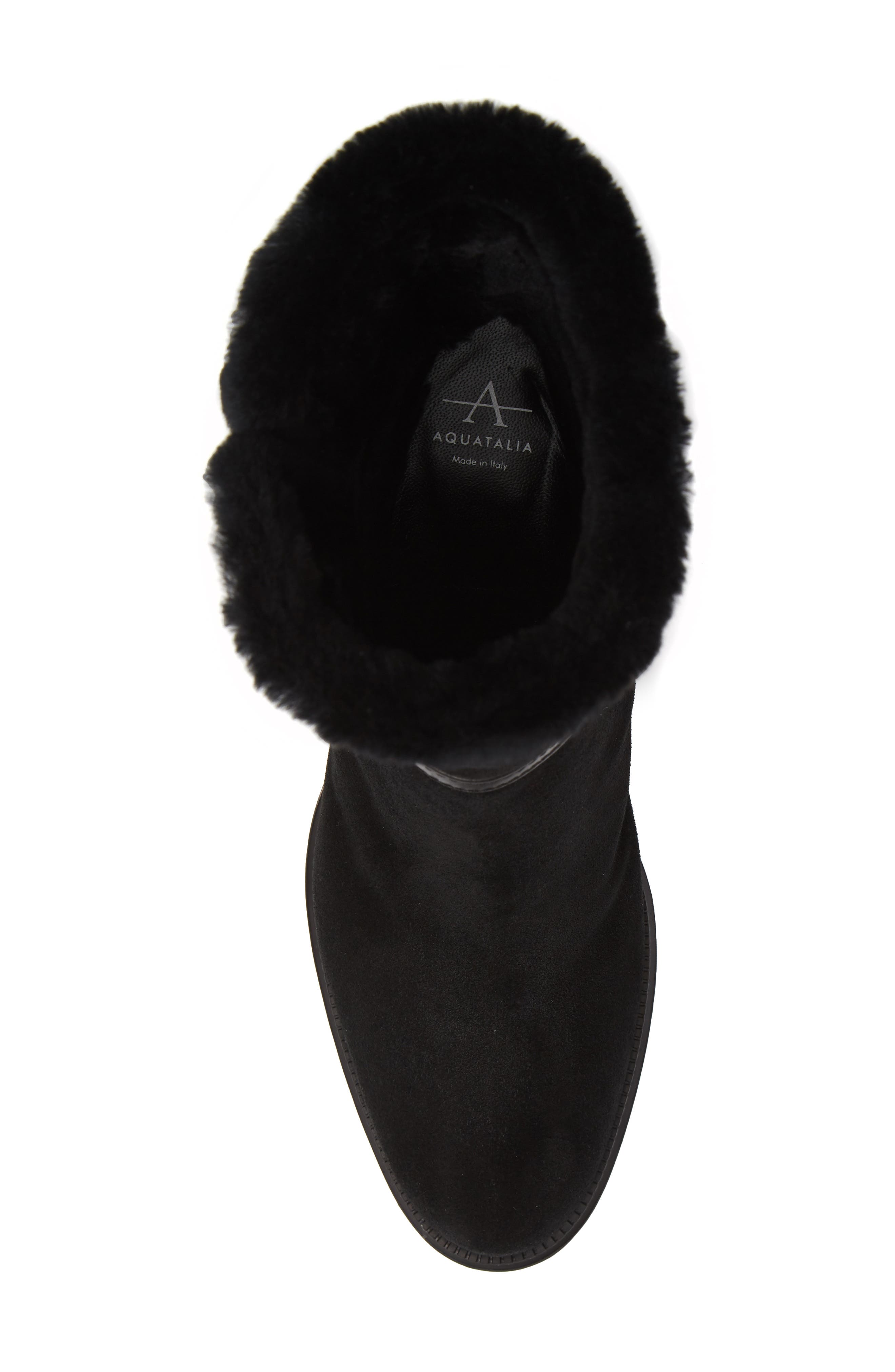 Isolda Genuine Shearling Weatherproof Boot, Alternate, color, BLACK