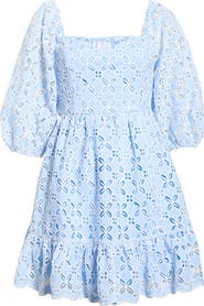 SUGARLIPS Sequin Detail Cotton Eyelet Babydoll Dress