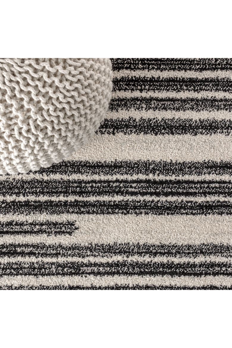 Khalil Modern Berber Stripe Round Area Rug, Alternate, color, Cream/Black