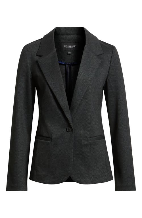 Liverpool Los Angeles Herringbone Fitted One-button Blazer In Black