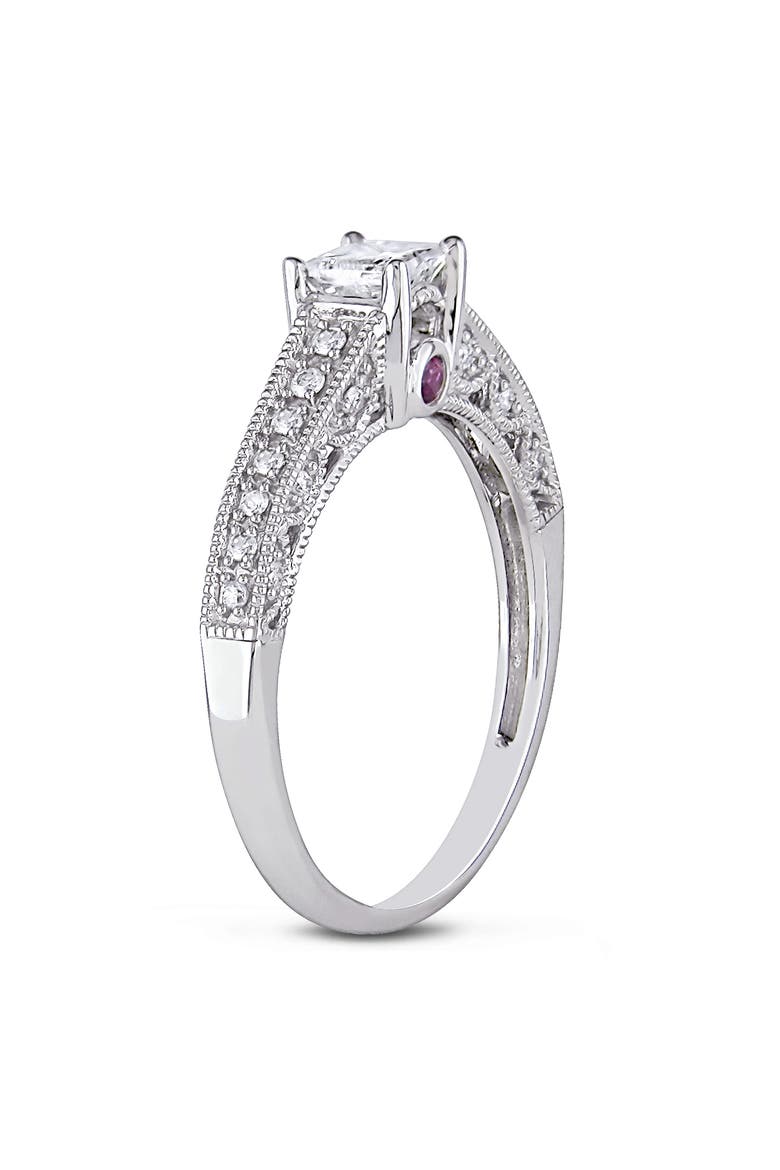 Diamond & Pink Sapphire Accent Engagement 14k, Alternate, color, 14k White Gold