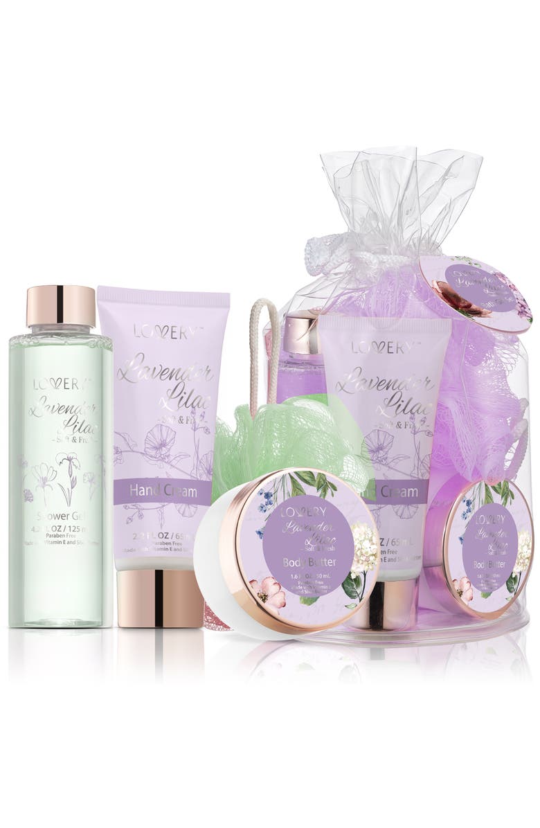 Lovery Lavender Lilac Home Spa Bat and Body Gift Set, Main, color, Lavender Lilac