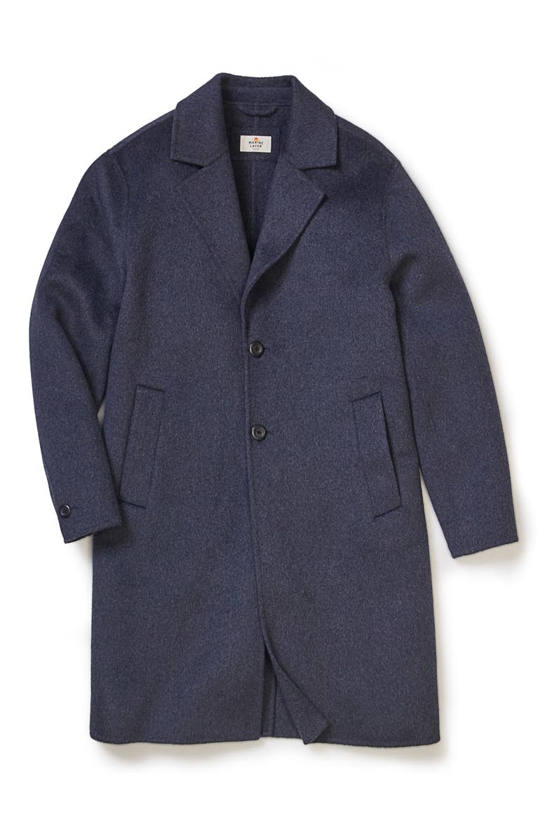 Irving Brushed Melton Longline Topcoat, Alternate, color, NAVY HEATHER
