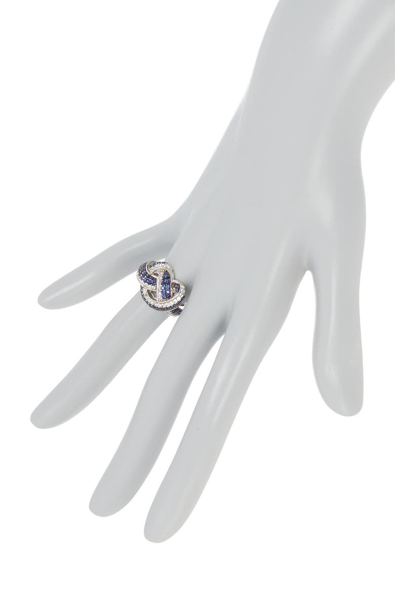 Sterling Silver Blue Sapphire & Lab Grown White Sapphire Diamond Accent Twist Ring, Alternate, color, BLUE