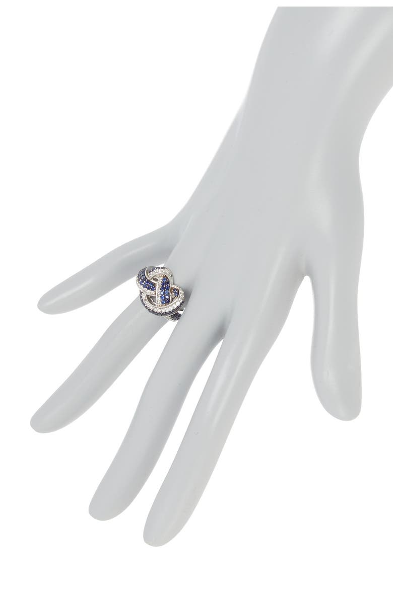 SUZY LEVIAN Sterling Silver Blue Sapphire & Lab Grown White Sapphire Diamond Accent Twist Ring, Alternate, color, Blue