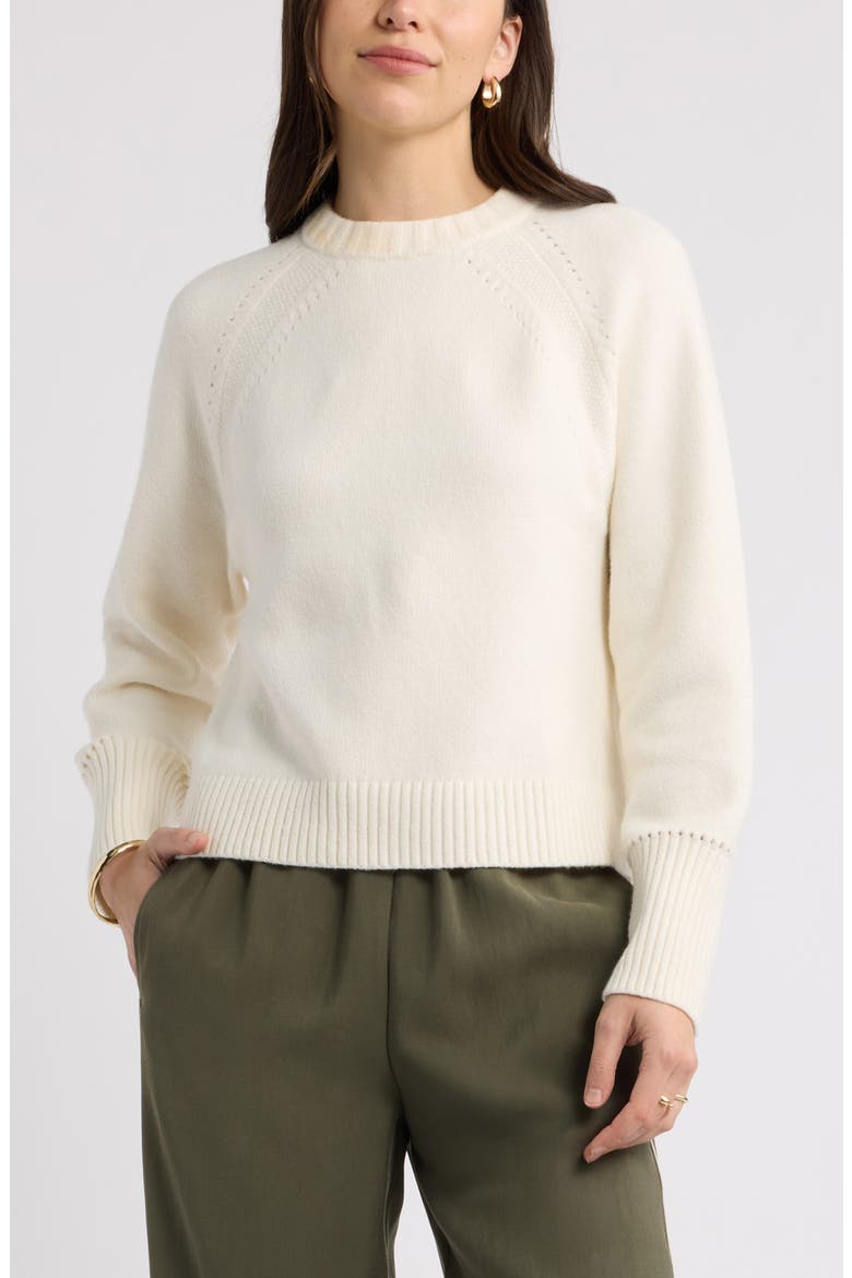 Raglan Crewneck Sweater, Main, color, IVORY PRISTINE