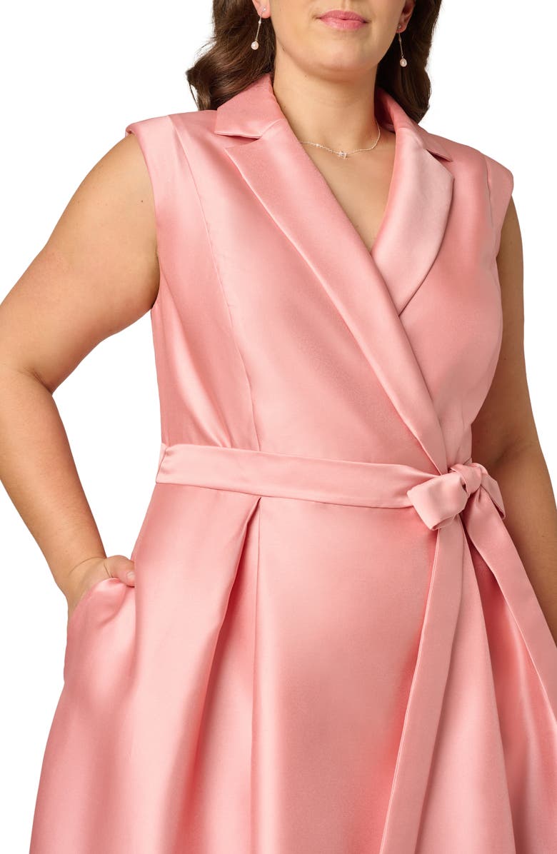 Adrianna Papell Lapel Mikado Midi Dress, Alternate, color, Apricot Ice