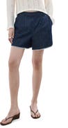 MANGO Pleated Pull-On Denim Shorts