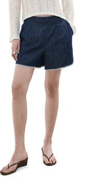 MANGO Pleated Pull-On Denim Shorts
