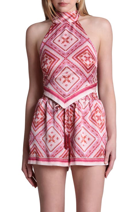 Scarf Print Halter Top
