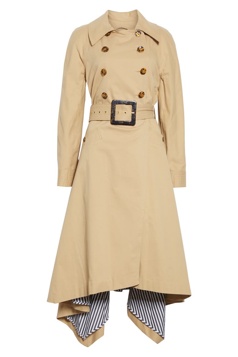 Tati Long Sleeve Midi Trench Dress, Alternate, color, SAND