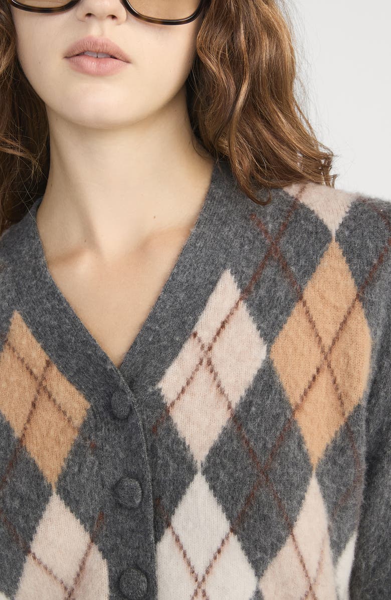 FRAME The Brushed Extrafine Merino Wool & Cashmere Cardigan, Alternate, color, Grey Multi