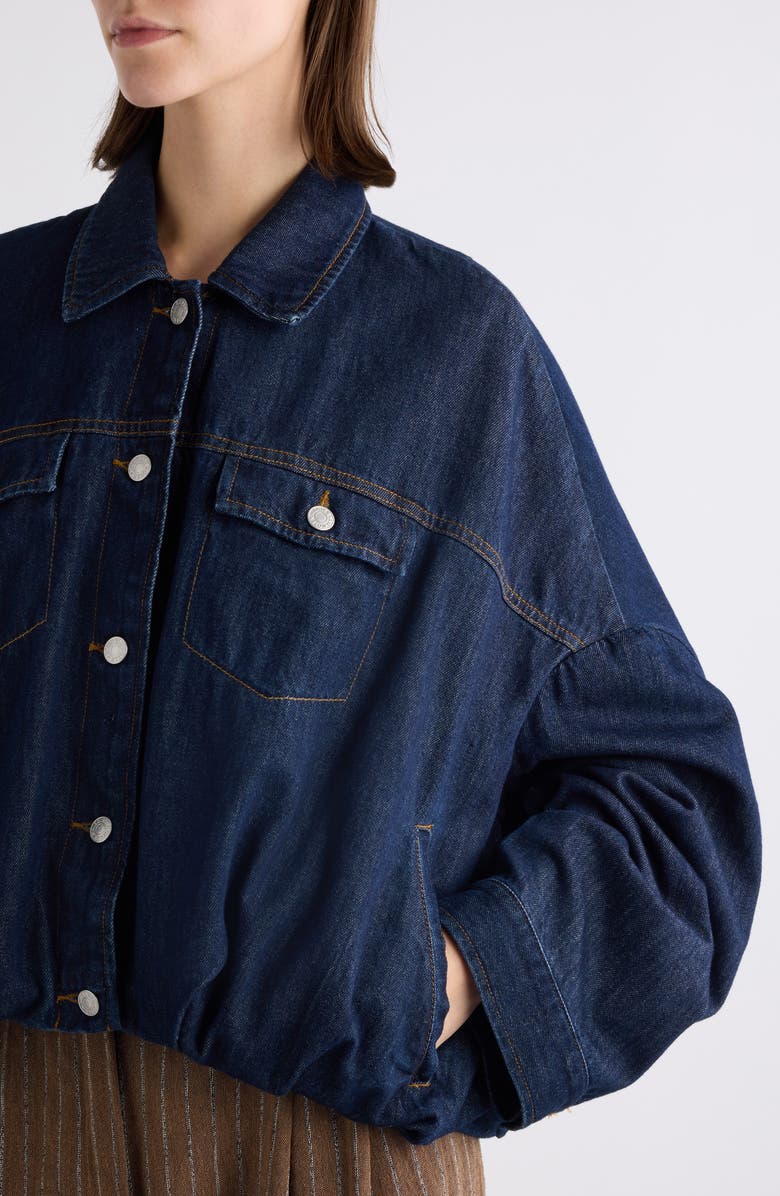 Dries Van Noten Vesto Bubble Hem Denim Jacket, Alternate, color, 