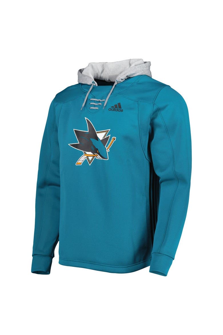 Men's adidas Teal San Jose Sharks Skate Lace Primeblue Team Pullover Hoodie, Alternate, color, Teal