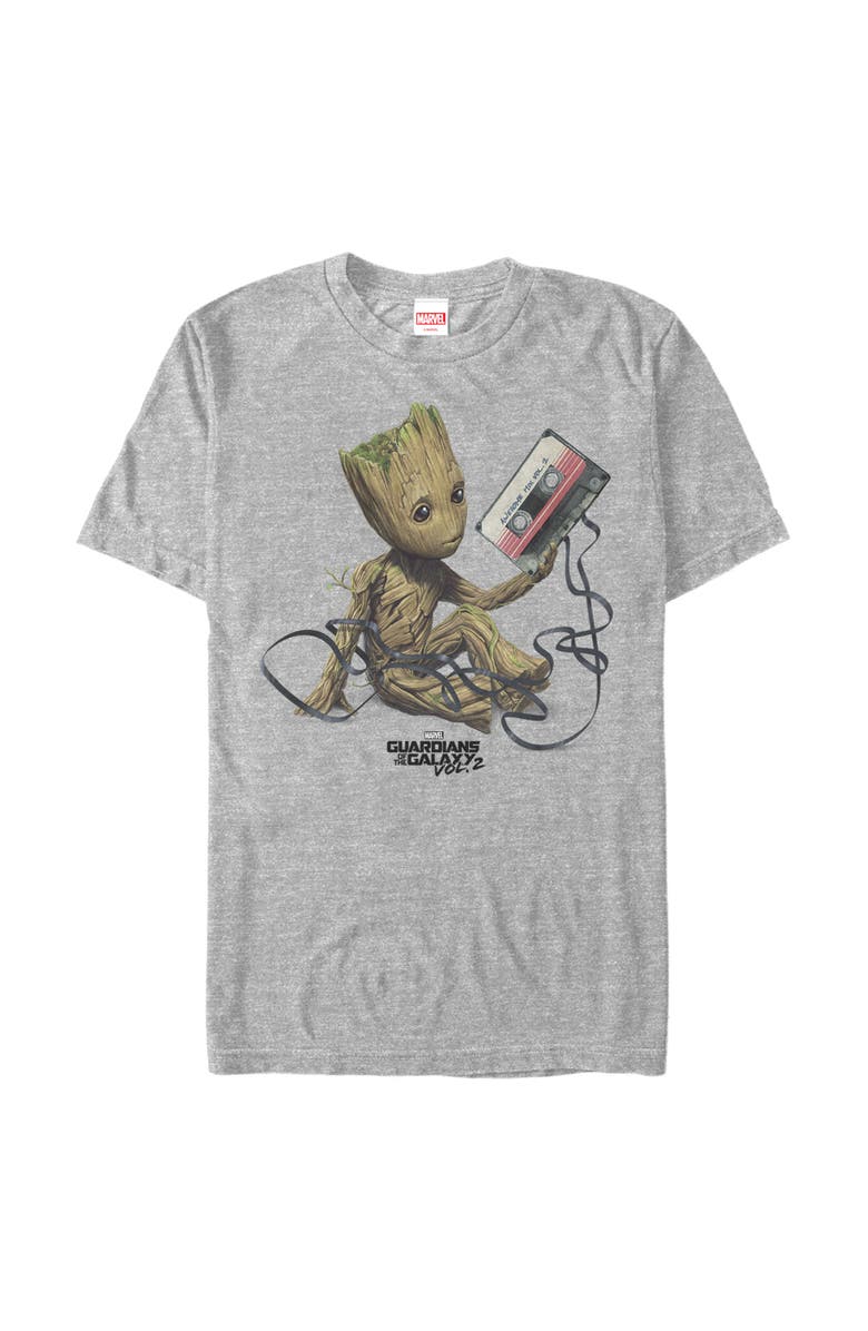 Guardians of the Galaxy Vol. 2 Men's Guardians of the Galaxy Vol. 2 Guardians Of The Galaxy Vol. 2 Groot Tape Portrait  Graphic T-Shirt, Main, color, Athletic Heather