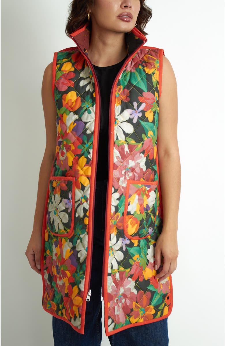 Florencia Davalos Juani Vest, Alternate, color, Green Garden / Brown Floral