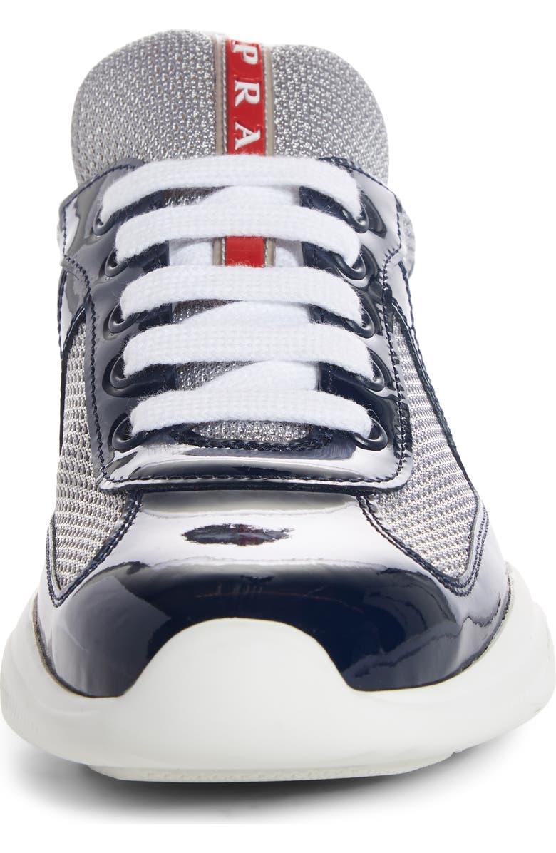 Prada Logo Low Top Sneaker, Alternate, color, Royal Patent