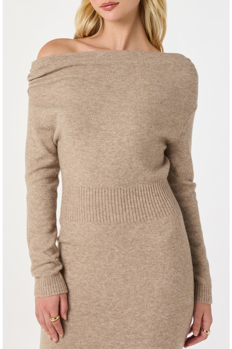 One-Shoulder Long Sleeve Sweater Dress, Alternate, color, NATURAL
