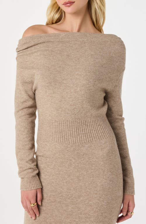 Astr The Label One-shoulder Long Sleeve Sweater Dress In Brown