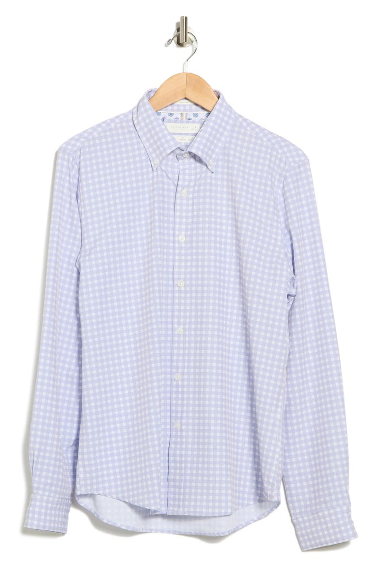 Gingham Tech Long Sleeve Shirt, Alternate, color, WHITE/BLUE