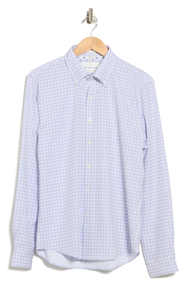 DENIM AND FLOWER Gingham Tech Long Sleeve Shirt, Alternate, color, White/Blue