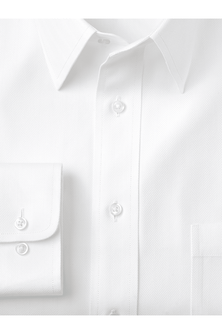 Non-iron Cotton Herringbone Point Collar Dress Shirt, Alternate, color, White