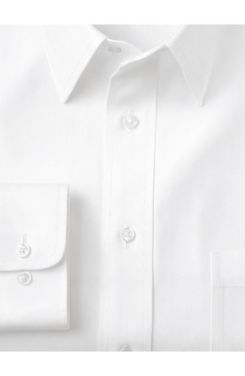 Paul Fredrick Non-iron Cotton Herringbone Point Collar Dress Shirt, Alternate, color, White