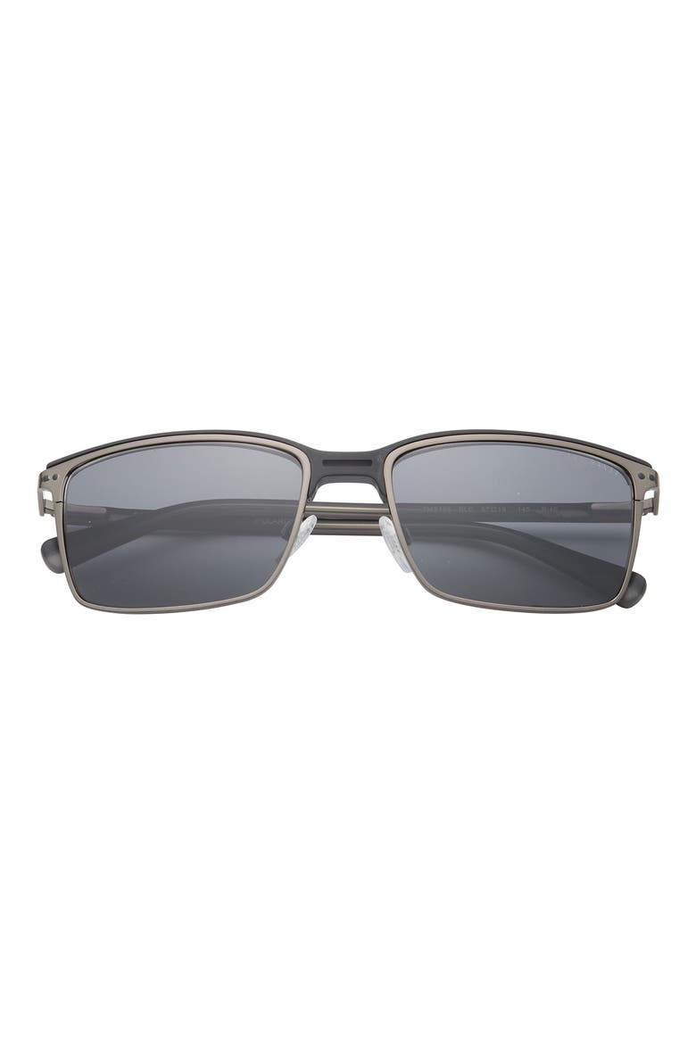 57mm Polarized Rectangle Sunglasses, Main, color, BLACK