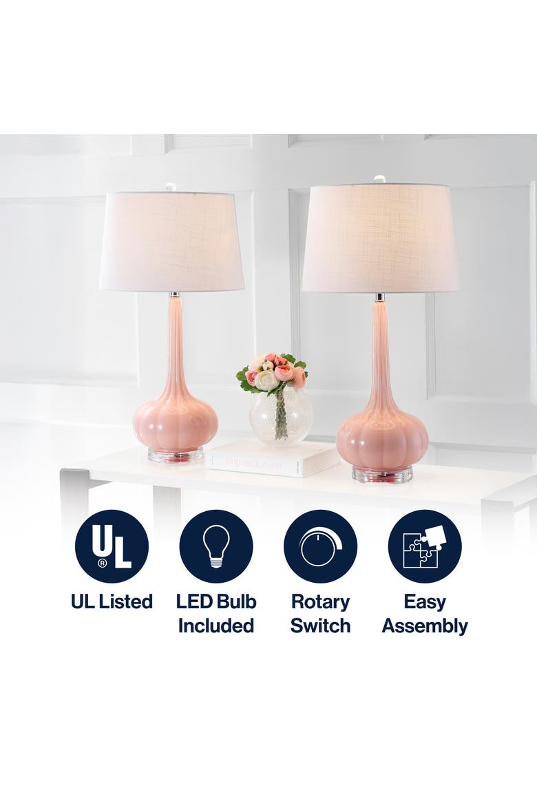 Bette 28.5" Glass Teardrop LED Table Lamp, Alternate, color, Pink