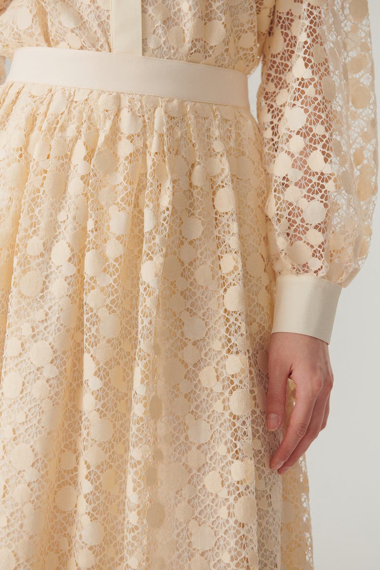 Cotton Lace Detail Regular Fit Midi Skirt, Alternate, color, Ecru