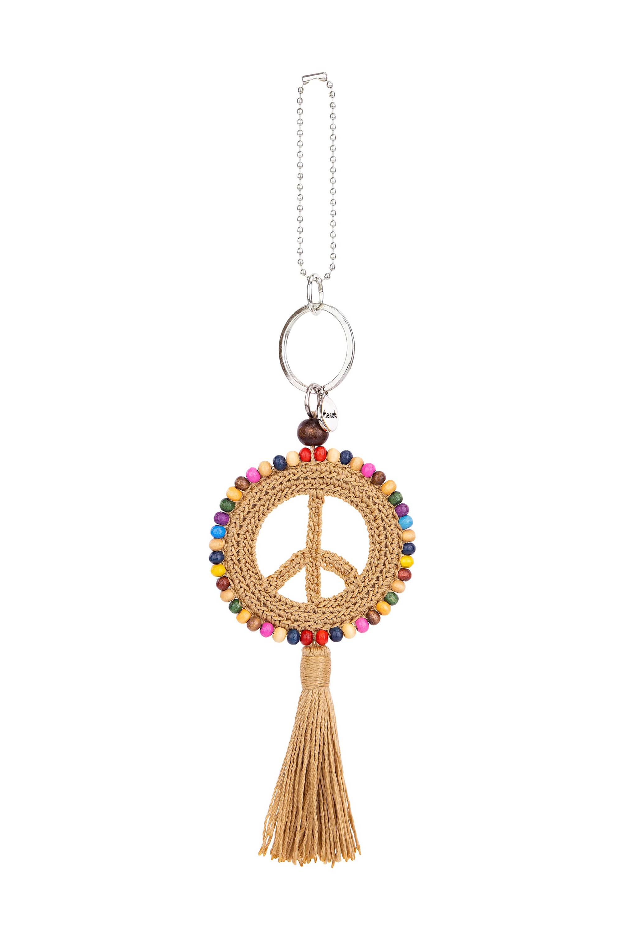 The Sak Yarnicharmz Crochet Peace Dangle, Main, color, Bamboo