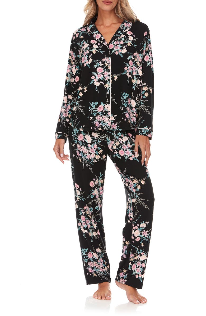 Flora Nikrooz Lindsey Floral Long Sleeve Top & Pants Pajamas, Main, color,