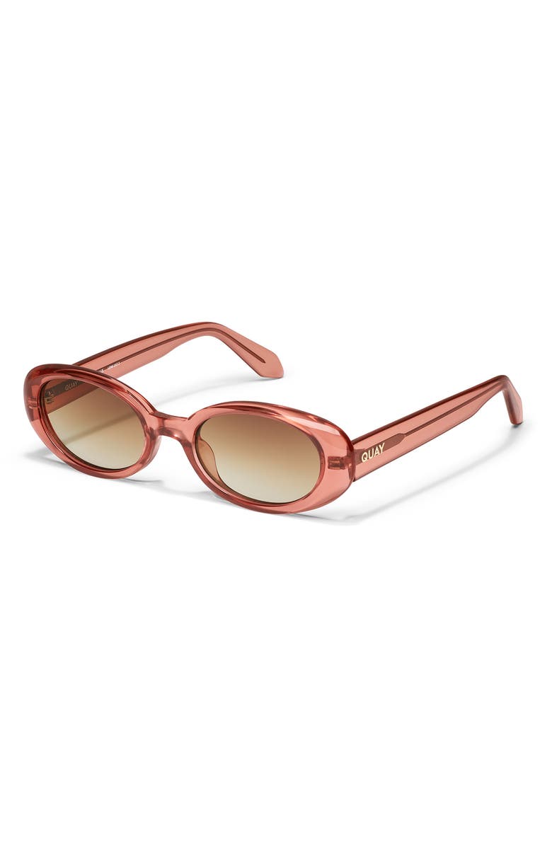 QUAY Felt Cute 52mm Gradient Small Oval Sunglasses, Alternate, color, Primrose/ Sepia