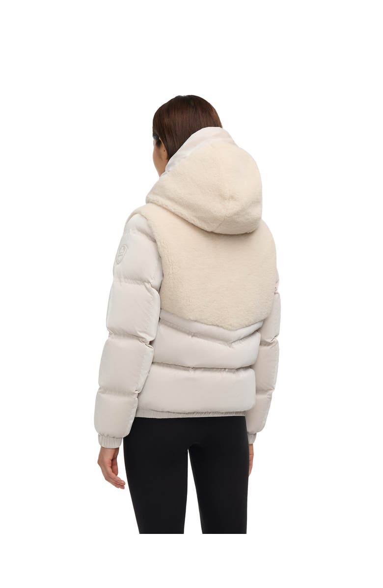 Pajar Nephele Mixed Media Short Puffer with Fixed Hood, Alternate, color, Champagne