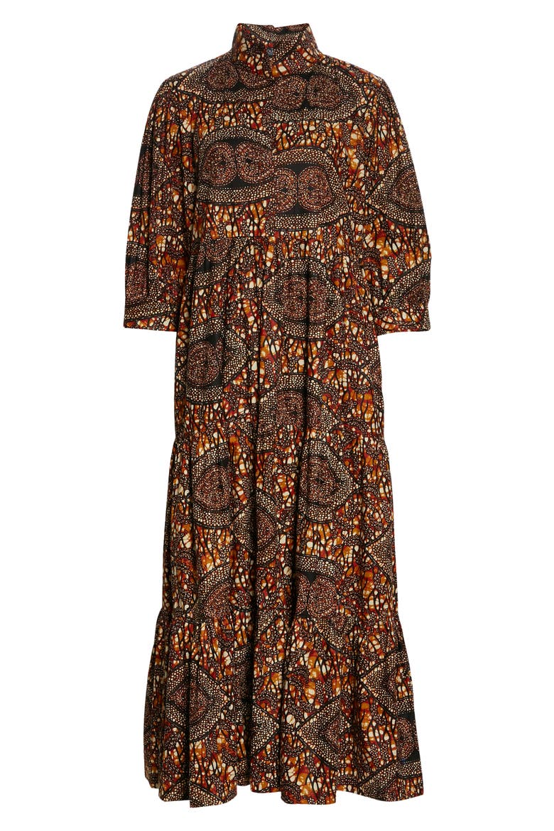 Print Tiered Dress, Alternate, color, TOFFEE PAISLEY