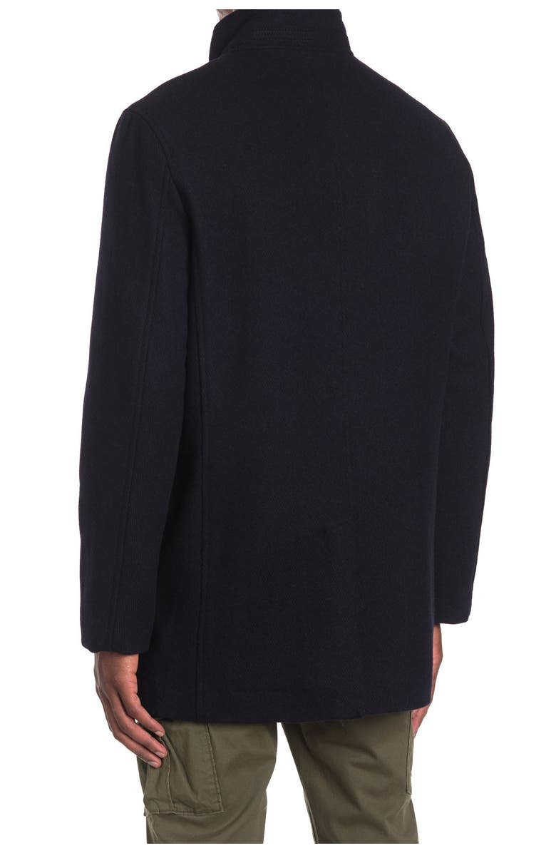 Cole Haan Signature Stand Collar Bib Wool Blend Coat, Alternate, color, Navy