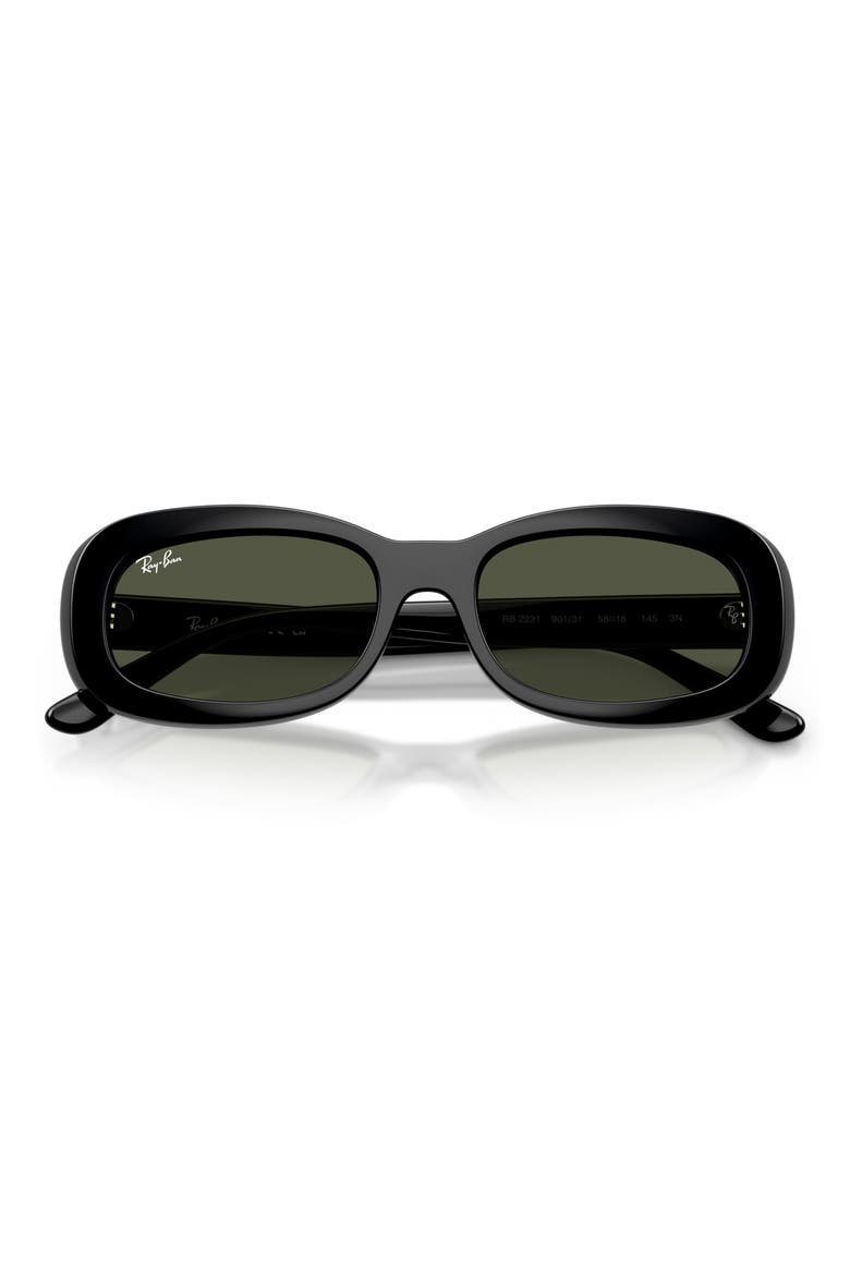56mm Oval Sunglasses, Alternate, color, BLACK