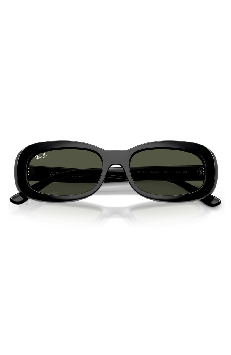 Ray-Ban 56mm Oval Sunglasses, Alternate, color, Black