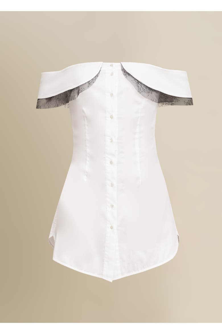 Peter Lace-Trim Poplin Dress, Main, color, White