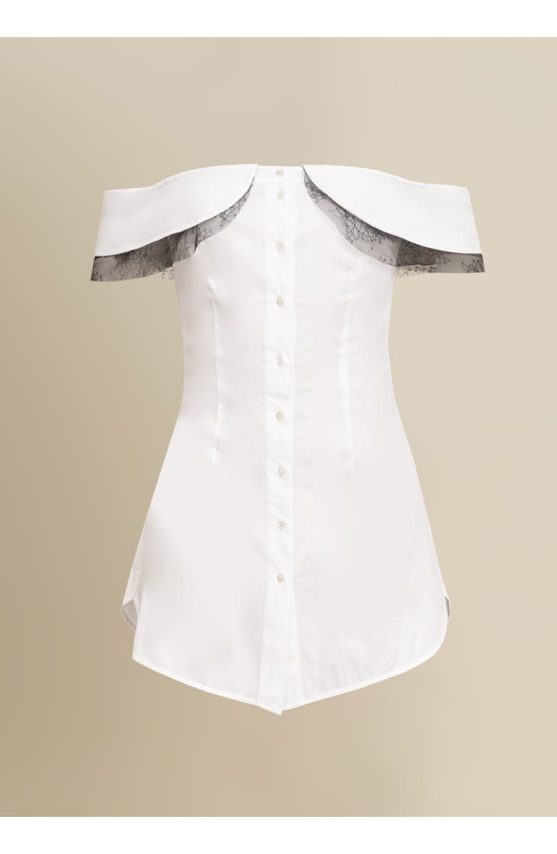 Contessa Mills Peter Lace-Trim Poplin Dress, Main, color, White