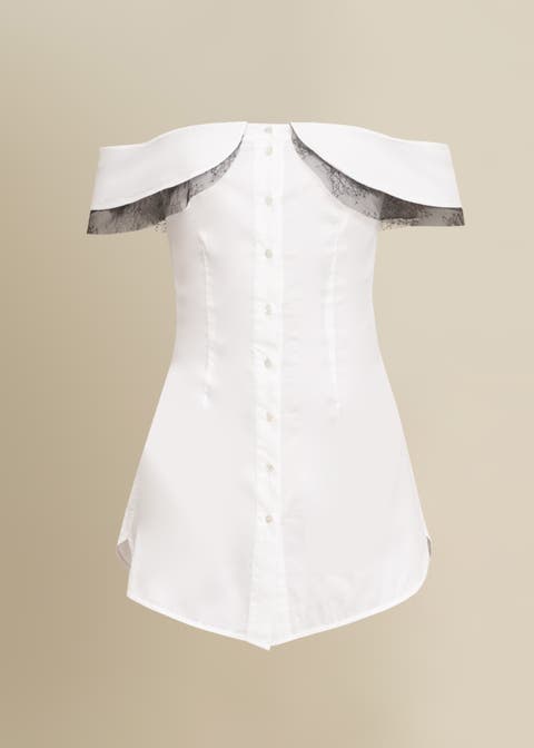 Peter Lace-Trim Poplin Dress