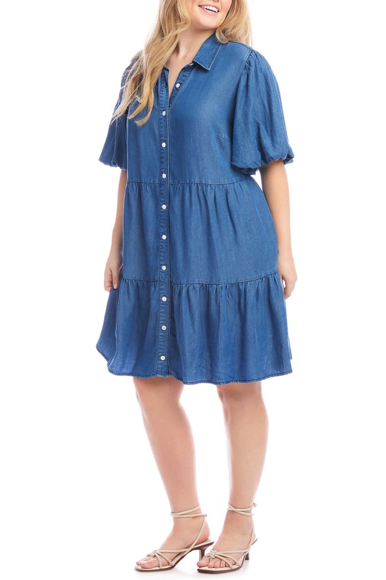 Tiered Denim Shirtdress, Alternate, color, DENIM
