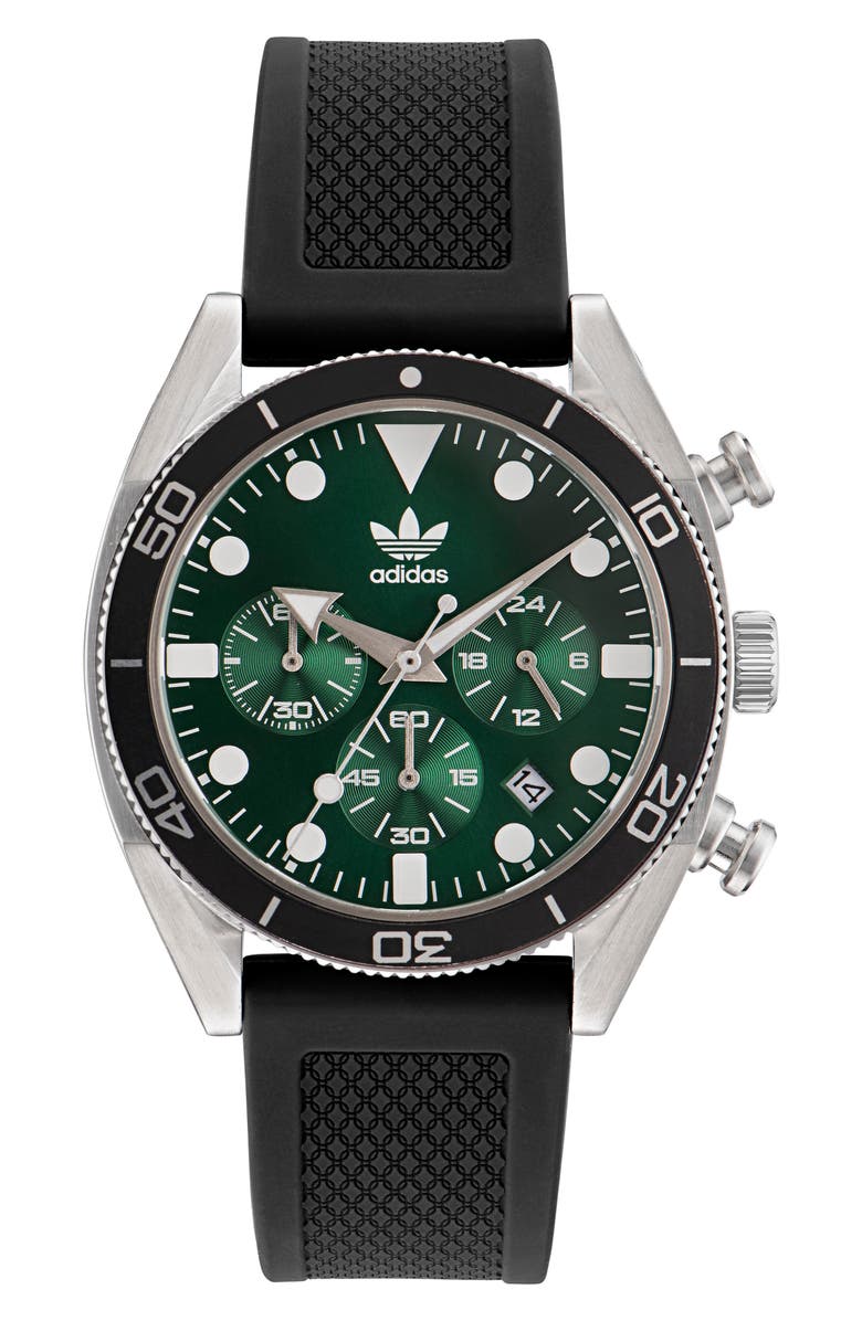 adidas Edition Two Chronograph Silicone Strap Watch, 43mm, Main, color, 