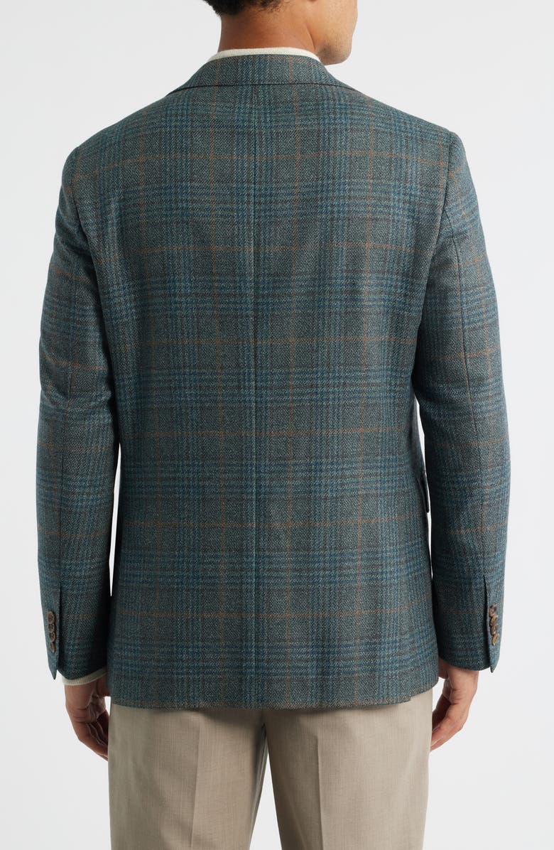 Jack Victor McAllen Green Plaid Soft Constructed Wool & Silk Sport Coat, Alternate, color, Olive